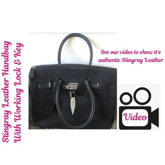 Unknown Handbags - Stingray Shagreen Leather Handbag Gently Worn With Working Lock & Key